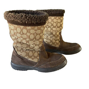 Coach Boots Womens Size 6.5 Sherman Chestnut Brown Mid Calf Winter Snow Shoes
